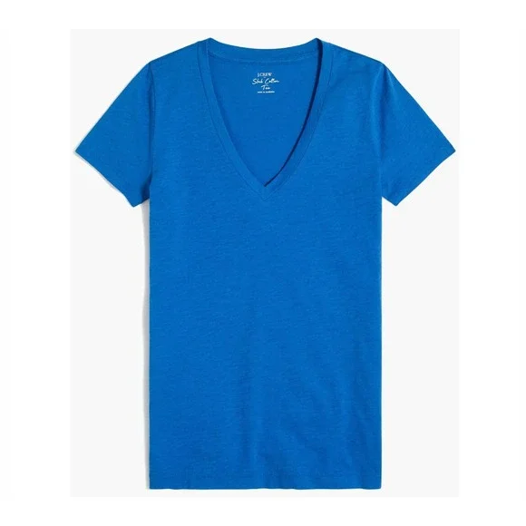 J.Crew Vintage Cotton V-neck Tee Cobalt Size Small - Picture 2 of 8